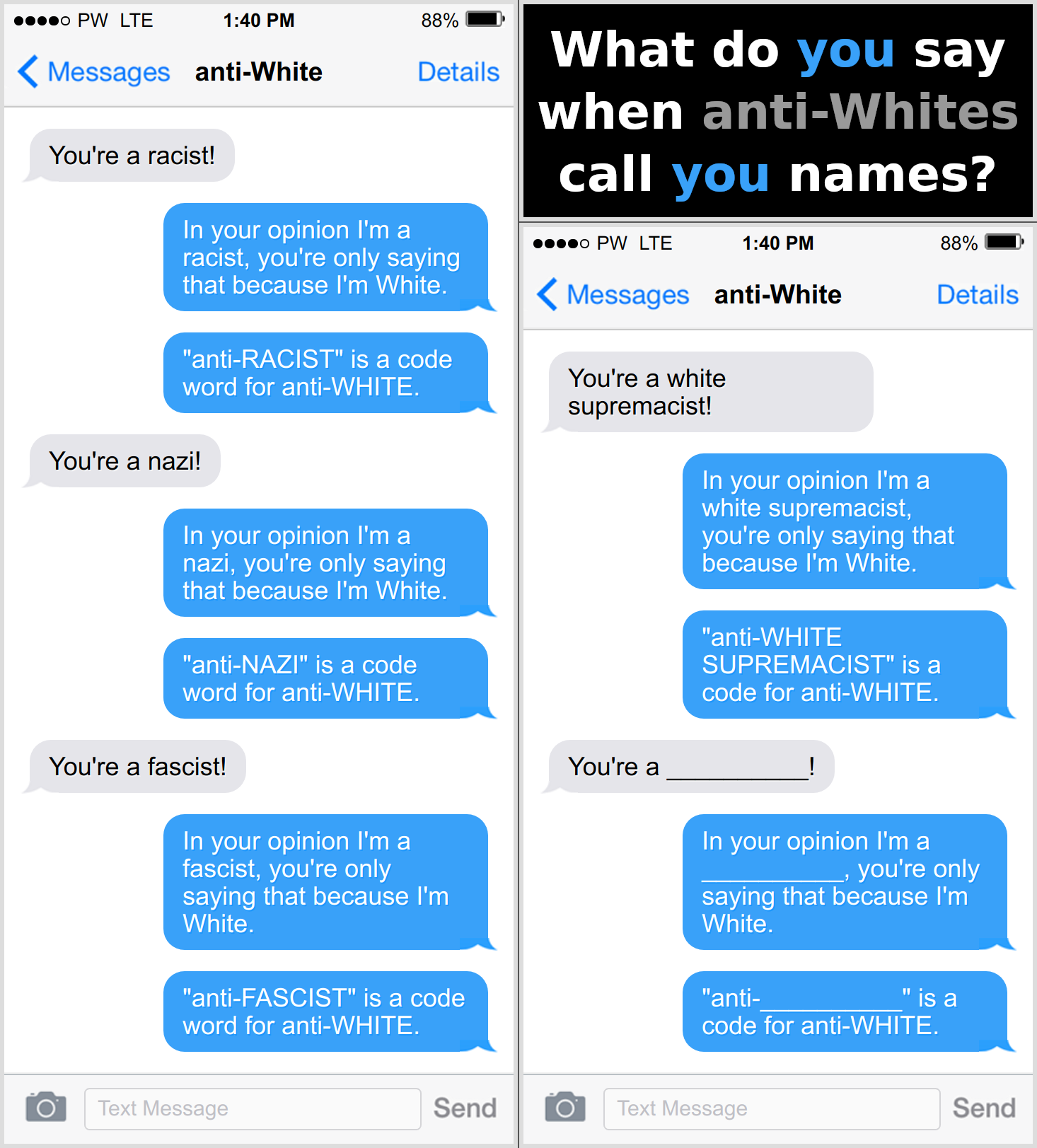 infographic - what do you say when anti-whites call you names